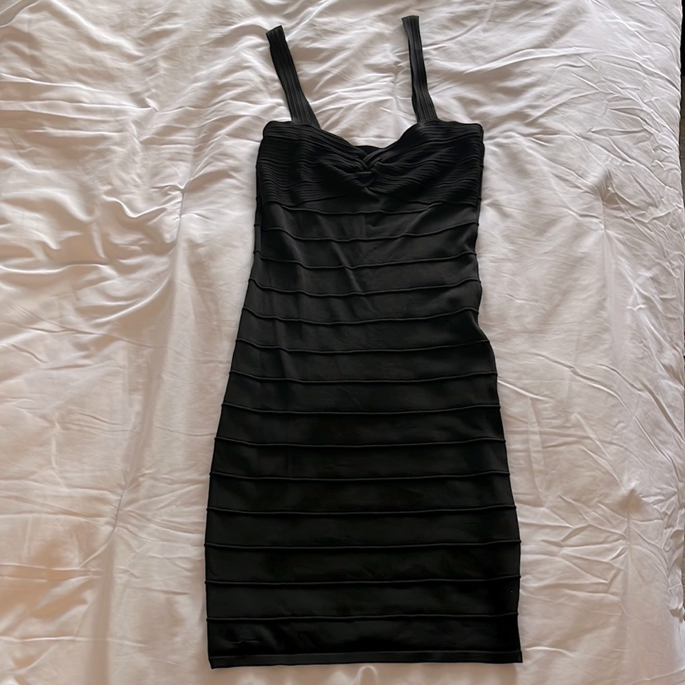 Little black hold you in stretchy black dress